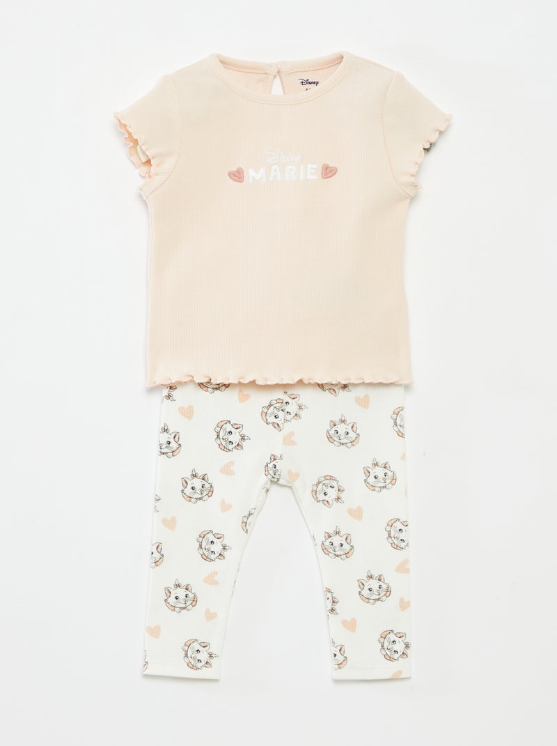 Completo t-shirt + leggings a coste 'Minou' - 2 pezzi Rosa - Kiabi