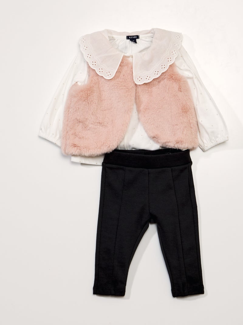 Completo t-shirt + leggings + cardigan - 3 pezzi BIANCO - Kiabi