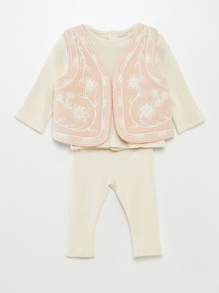 Completo t-shirt + leggings + giacca senza maniche - 3 pezzi