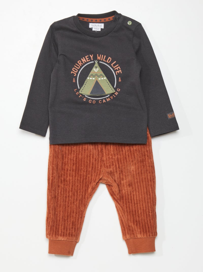Completo t-shirt + leggings in velluto NERO - Kiabi
