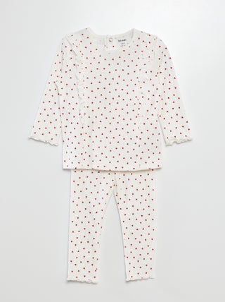 Completo t-shirt + leggings pigiama motivo cuori - 2 pezzi