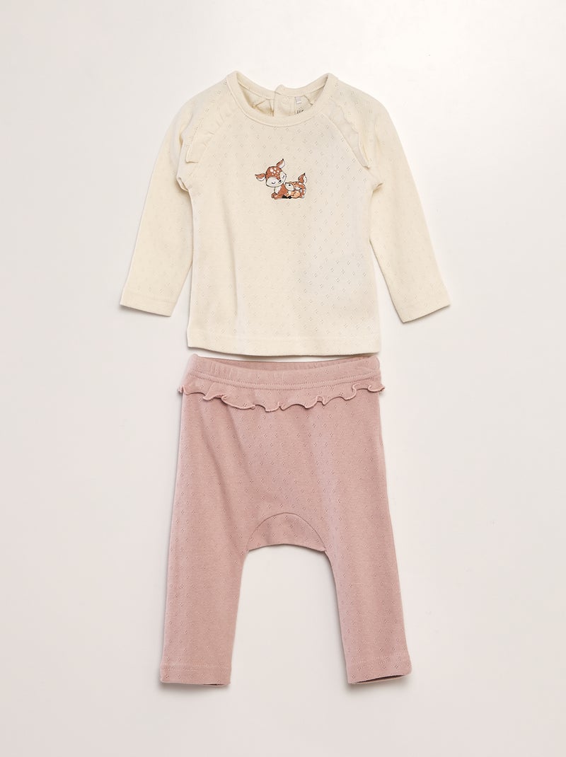 Completo t-shirt + leggings pointelle - 2 pezzi BEIGE - Kiabi