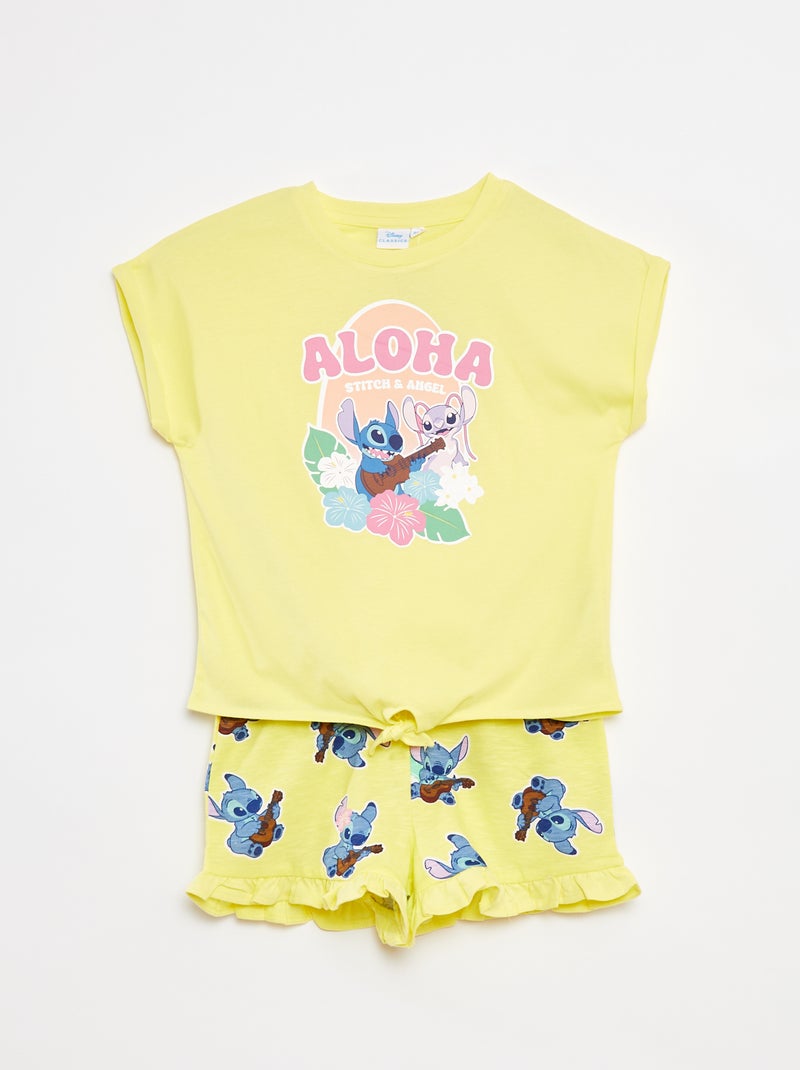 Completo t-shirt lunga + shorts 'Stitch' GIALLO - Kiabi