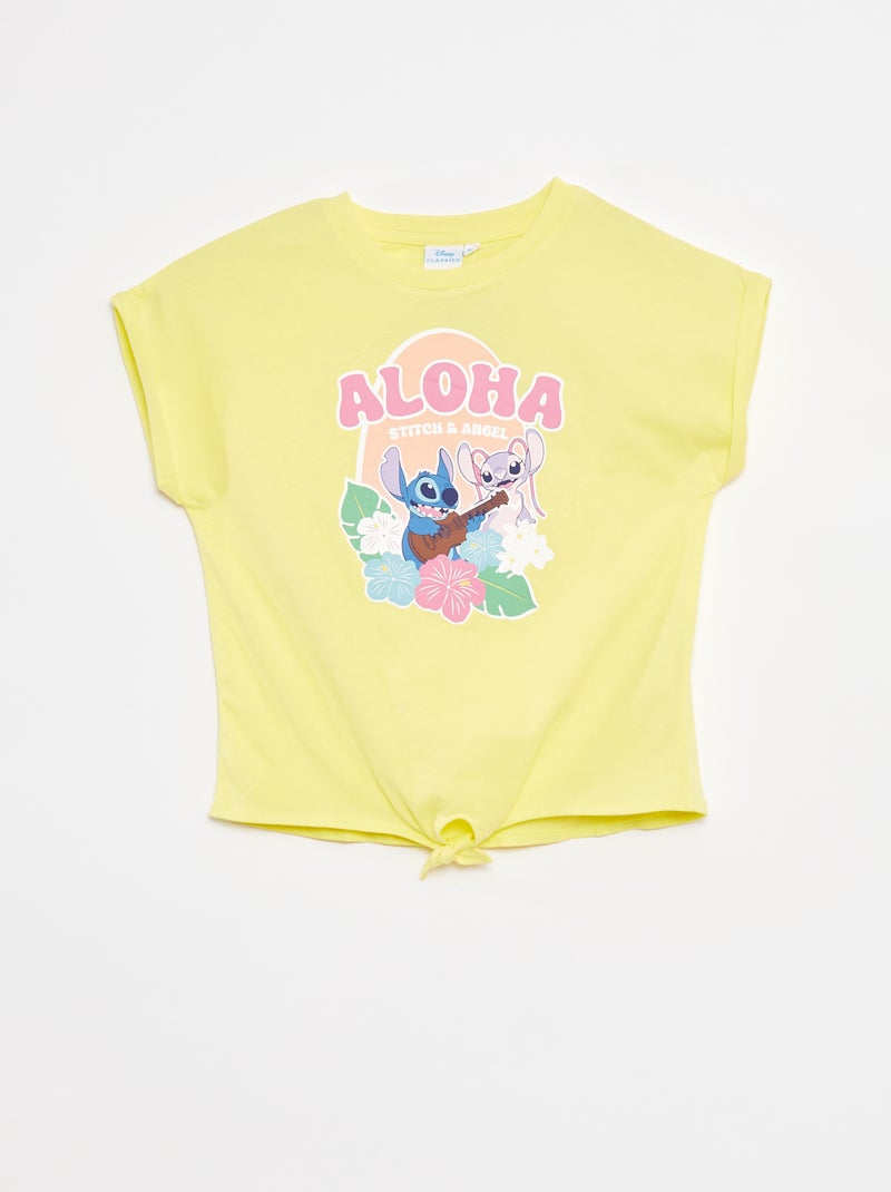 Completo t-shirt lunga + shorts 'Stitch' GIALLO - Kiabi