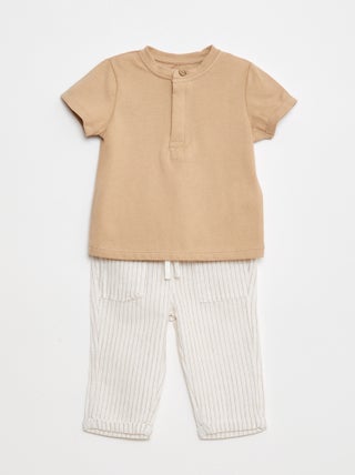 Completo t-shirt maniche corte + pantaloni leggeri - 2 pezzi