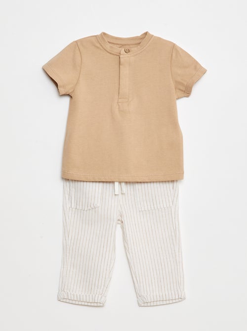 Completo t-shirt maniche corte + pantaloni leggeri - 2 pezzi - Kiabi