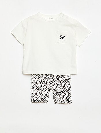 Completo T-shirt + pantaloncino ciclista a costine - 2 pezzi