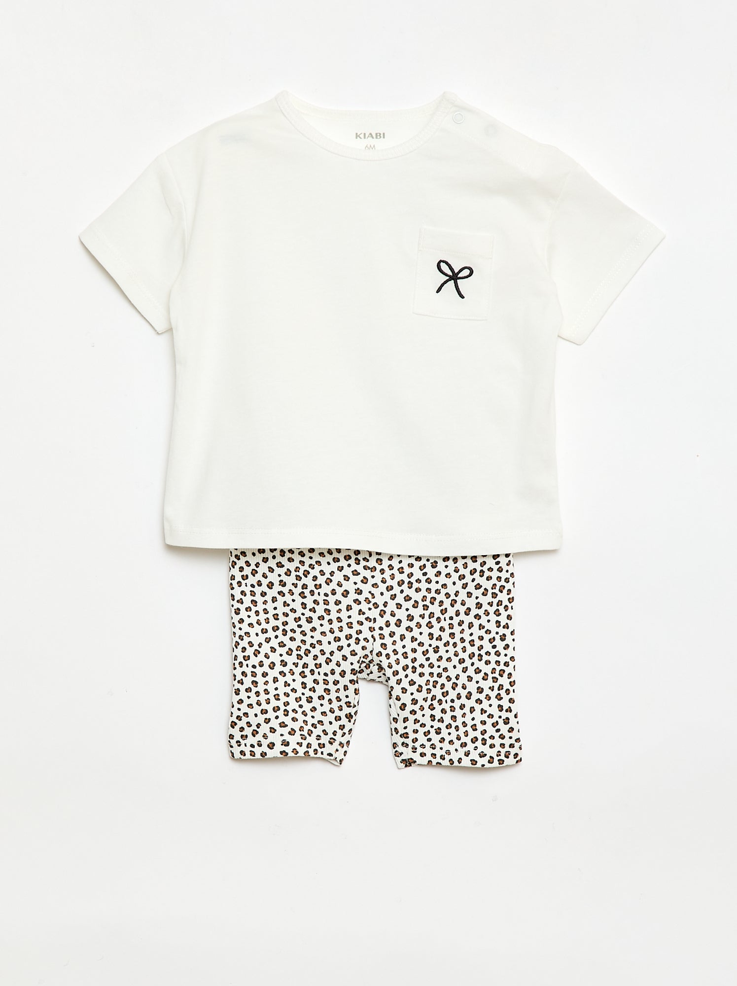 Completo T-shirt + pantaloncino ciclista a costine - 2 pezzi