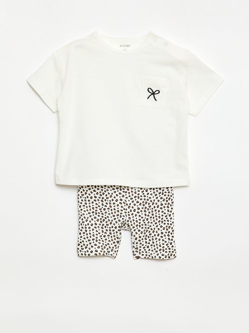 Completo T-shirt + pantaloncino ciclista a costine - 2 pezzi - Kiabi