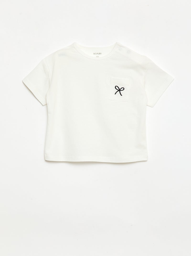 Completo T-shirt + pantaloncino ciclista a costine - 2 pezzi Bianco - Kiabi