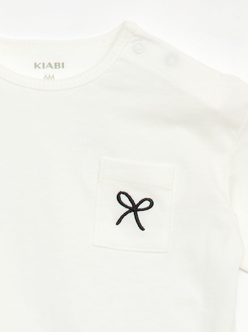 Completo T-shirt + pantaloncino ciclista a costine - 2 pezzi Bianco - Kiabi