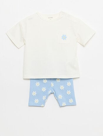 Completo T-shirt + pantaloncino ciclista a costine - 2 pezzi
