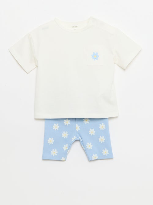 Completo T-shirt + pantaloncino ciclista a costine - 2 pezzi - Kiabi