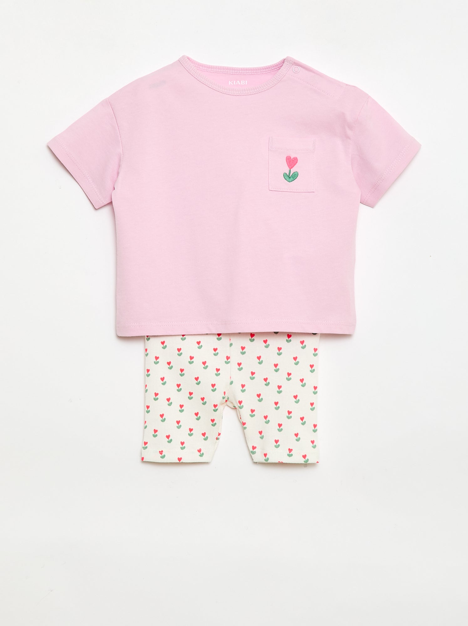 Completo T-shirt + pantaloncino ciclista a costine - 2 pezzi