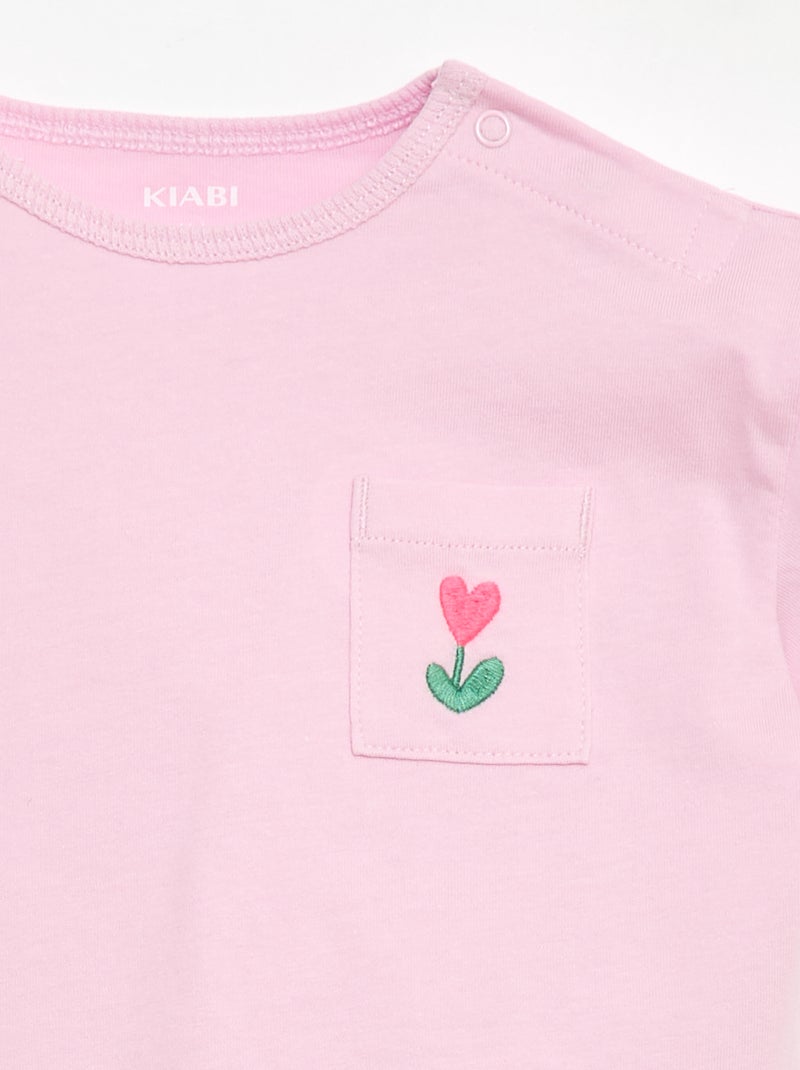 Completo T-shirt + pantaloncino ciclista a costine - 2 pezzi Rosa - Kiabi