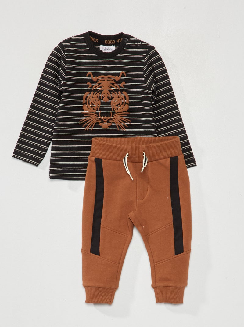 Completo t-shirt + pantaloni 2 pezzi MARRONE - Kiabi