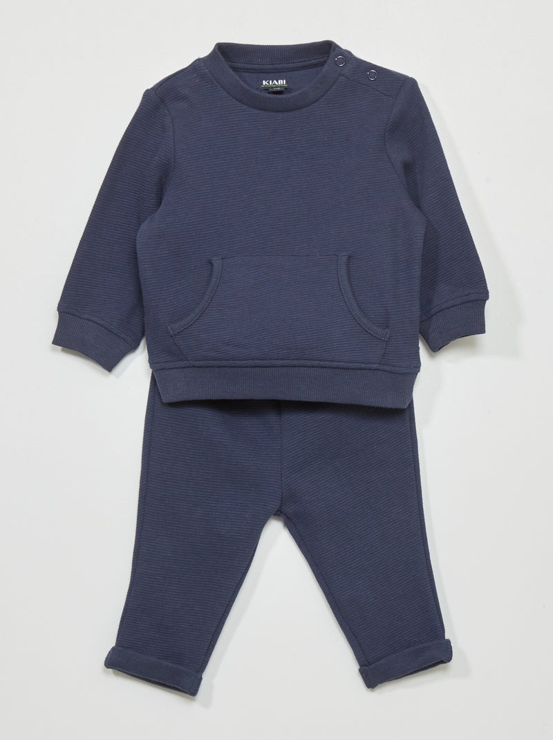 Completo t-shirt + pantaloni da jogging 2 pezzi blu nero - Kiabi