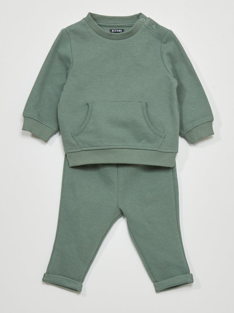 Completo t-shirt + pantaloni da jogging 2 pezzi grigio verde - Kiabi