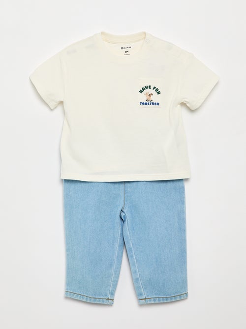 Completo t-shirt + pantaloni in denim - 2 pezzi - Kiabi