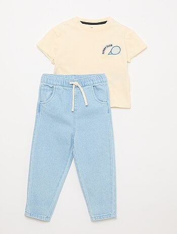 Completo t-shirt + pantaloni in denim - 2 pezzi
