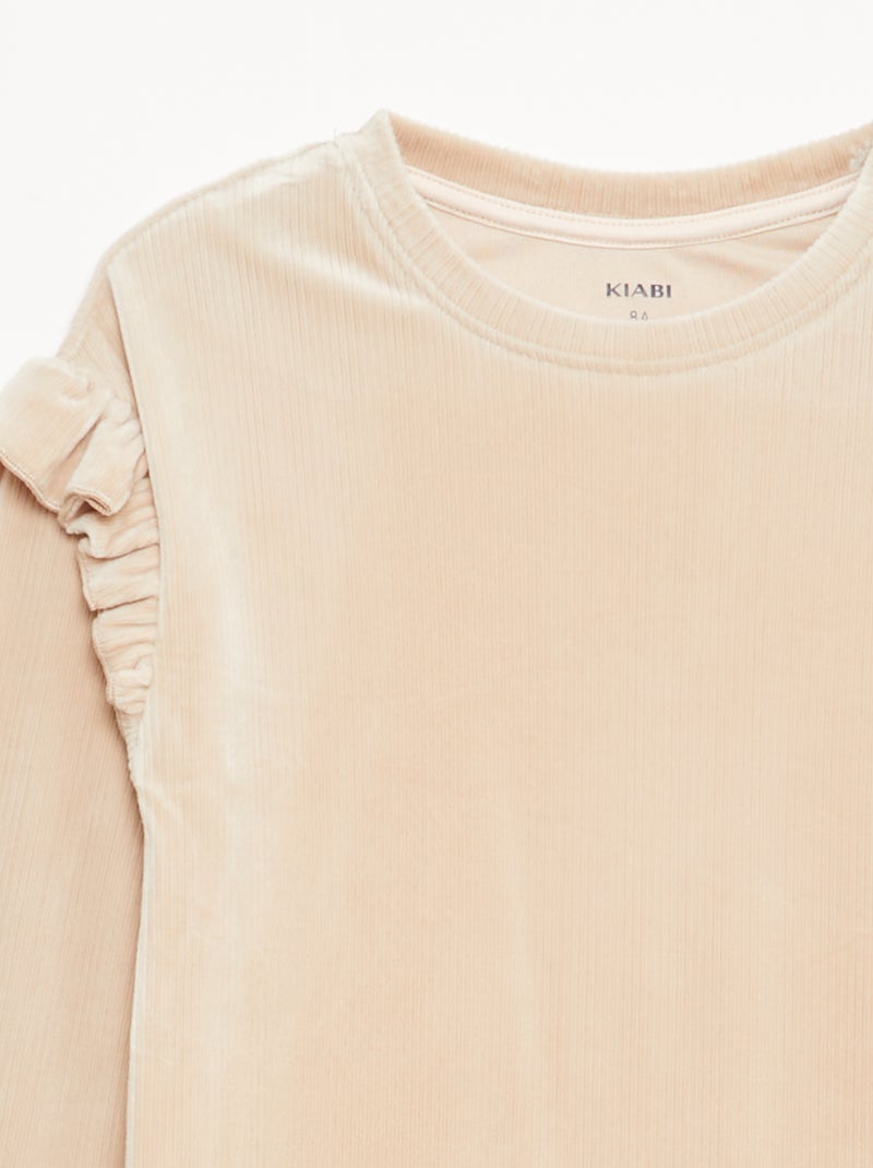 Completo t-shirt + pantaloni in velluto - 2 pezzi Beige - Kiabi