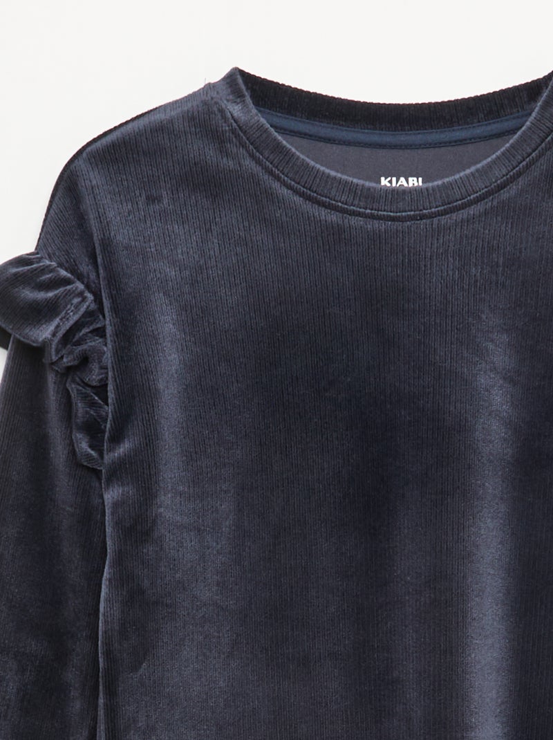 Completo t-shirt + pantaloni in velluto - 2 pezzi Nero - Kiabi