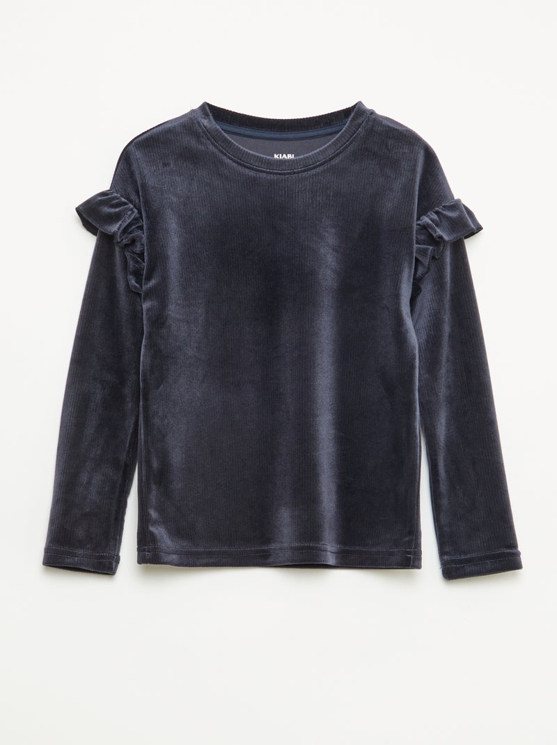 Completo t-shirt + pantaloni in velluto - 2 pezzi Nero - Kiabi