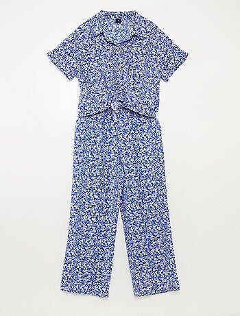 Completo t-shirt + pantaloni morbidi con stampa floreale - 2 pezzi