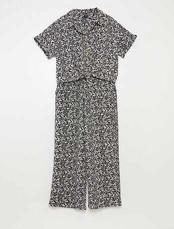 Completo t-shirt + pantaloni morbidi con stampa floreale - 2 pezzi