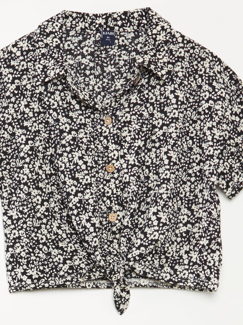 Completo t-shirt + pantaloni morbidi con stampa floreale - 2 pezzi NERO - Kiabi