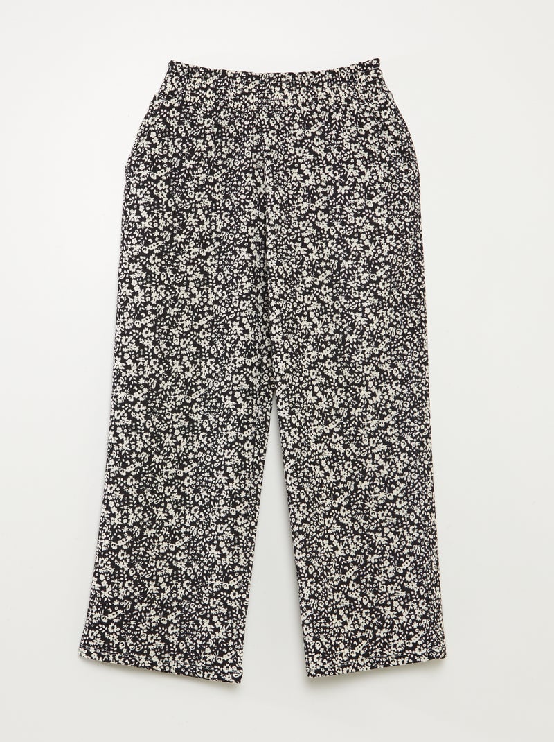 Completo t-shirt + pantaloni morbidi con stampa floreale - 2 pezzi NERO - Kiabi