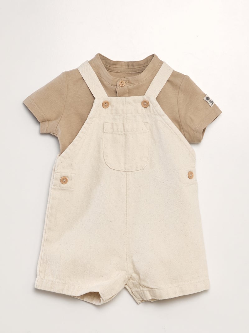 Completo t-shirt + salopette - 2 pezzi BEIGE - Kiabi