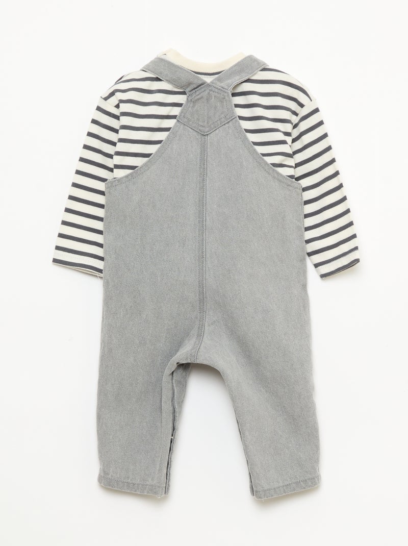 Completo t-shirt + salopette - 2 pezzi Grigio - Kiabi