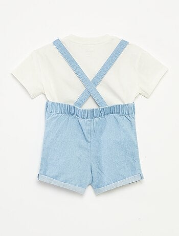 Completo t-shirt + salopette in denim - 2 pezzi