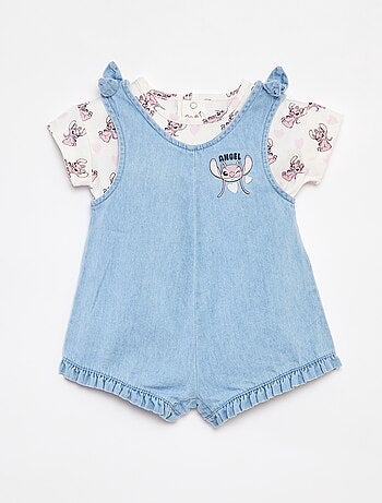 Completo t-shirt + salopette in denim 'Stitch'