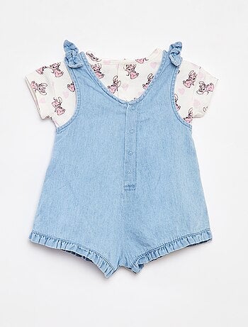 Completo t-shirt + salopette in denim 'Stitch'