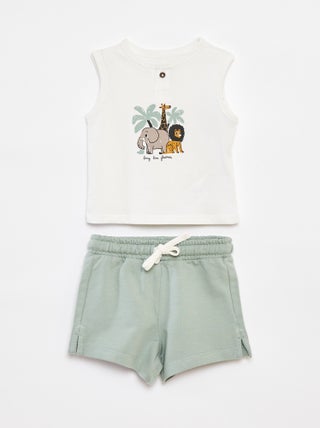 Completo t-shirt senza maniche + shorts - 2 pezzi