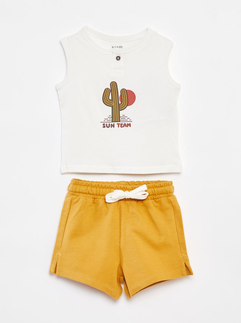 Completo t-shirt senza maniche + shorts - 2 pezzi BIANCO - Kiabi