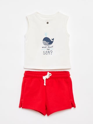 Completo t-shirt senza maniche + shorts - 2 pezzi