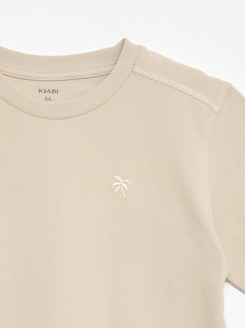 Completo t-shirt + short in piqué di cotone Beige - Kiabi