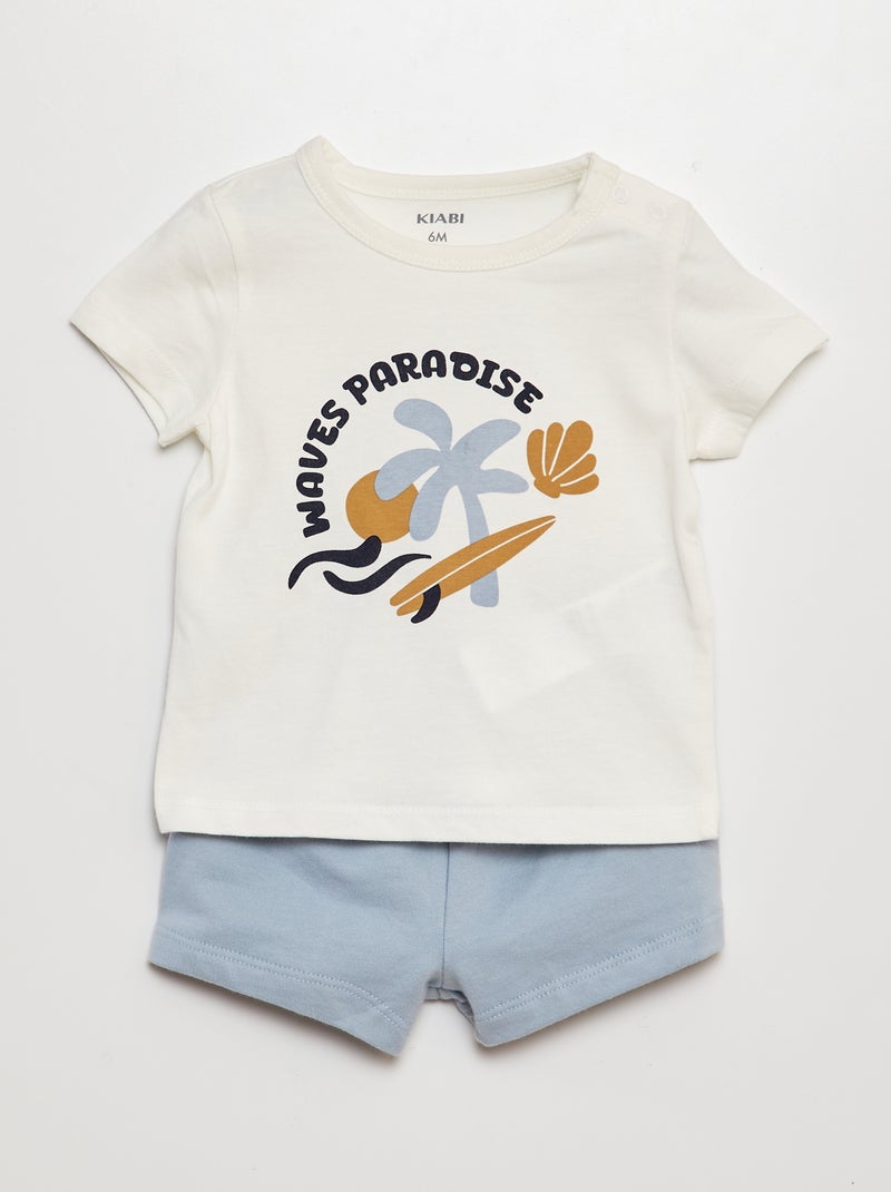 Completo t-shirt + shorts - 2 pezzi BIANCO - Kiabi