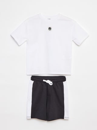 Completo t-shirt + shorts bicolore - 2 pezzi
