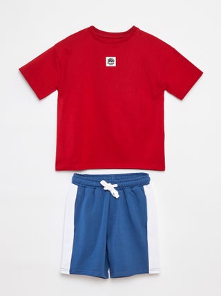 Completo t-shirt + shorts bicolore - 2 pezzi