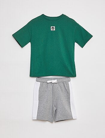Completo t-shirt + shorts bicolore - 2 pezzi