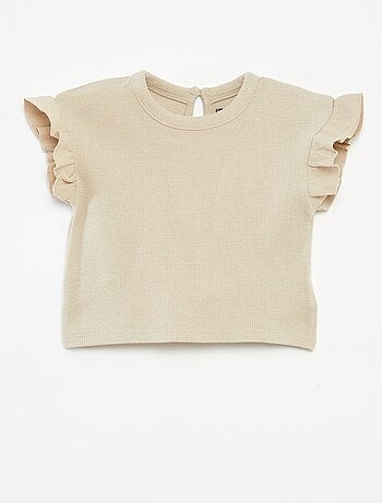 Completo t-shirt + shorts + cappellino bob in tessuto goffrato - 3 pezzi