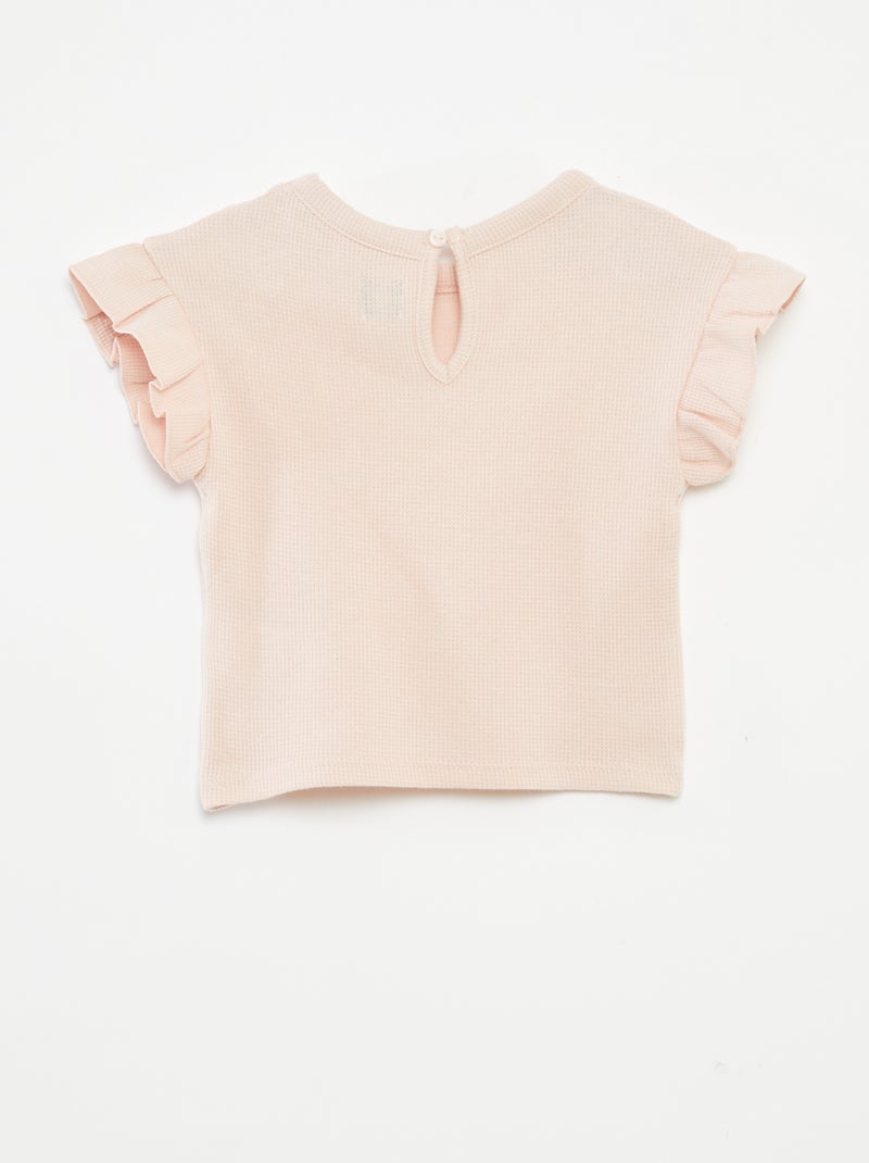 Completo t-shirt + shorts + cappellino bob in tessuto goffrato - 3 pezzi ROSA - Kiabi