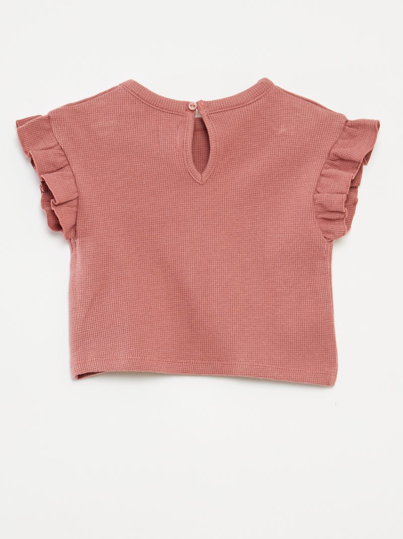 Completo t-shirt + shorts + cappellino bob in tessuto goffrato - 3 pezzi ROSA - Kiabi