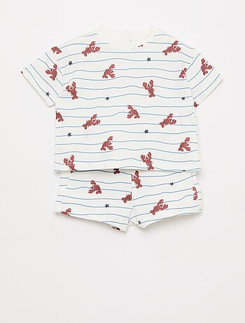 Completo t-shirt + shorts con motivo - 2 pezzi