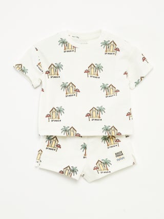 Completo t-shirt + shorts con stampa - 2 pezzi