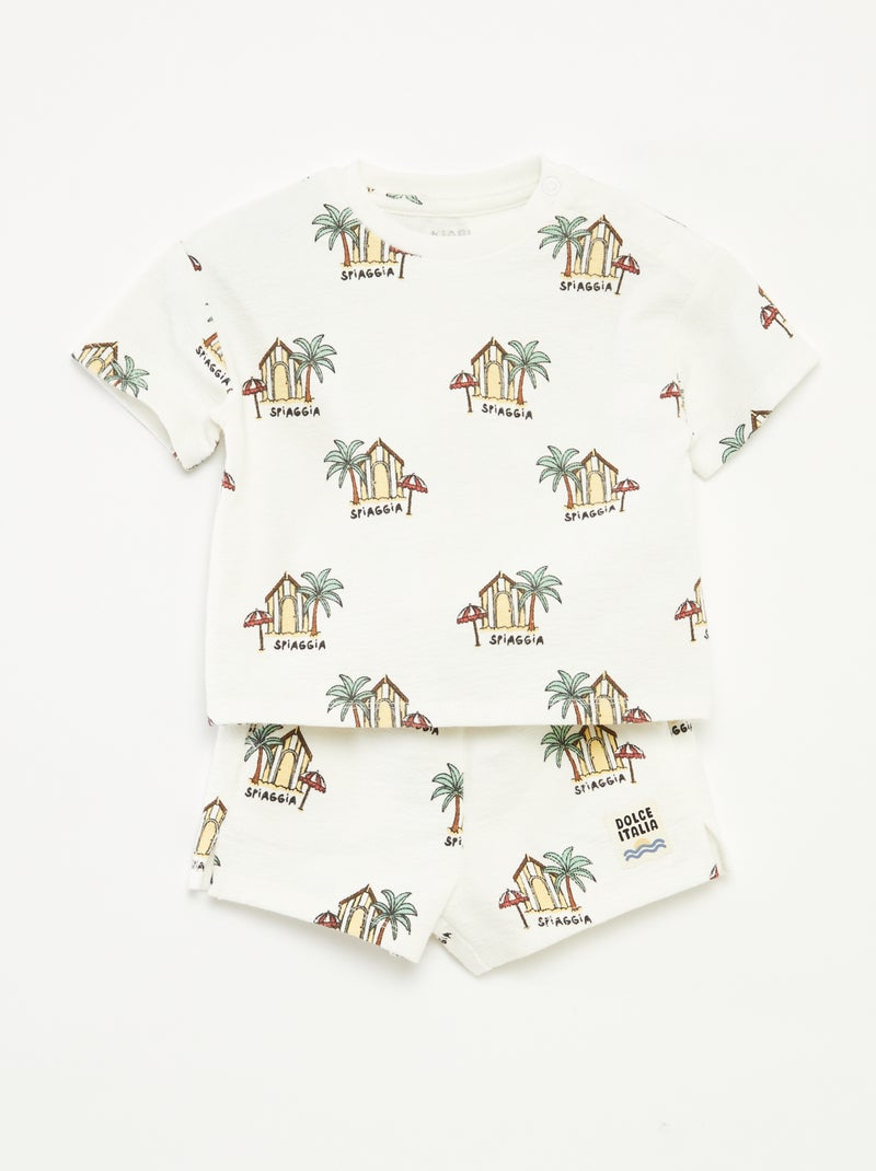 Completo t-shirt + shorts con stampa - 2 pezzi BIANCO - Kiabi
